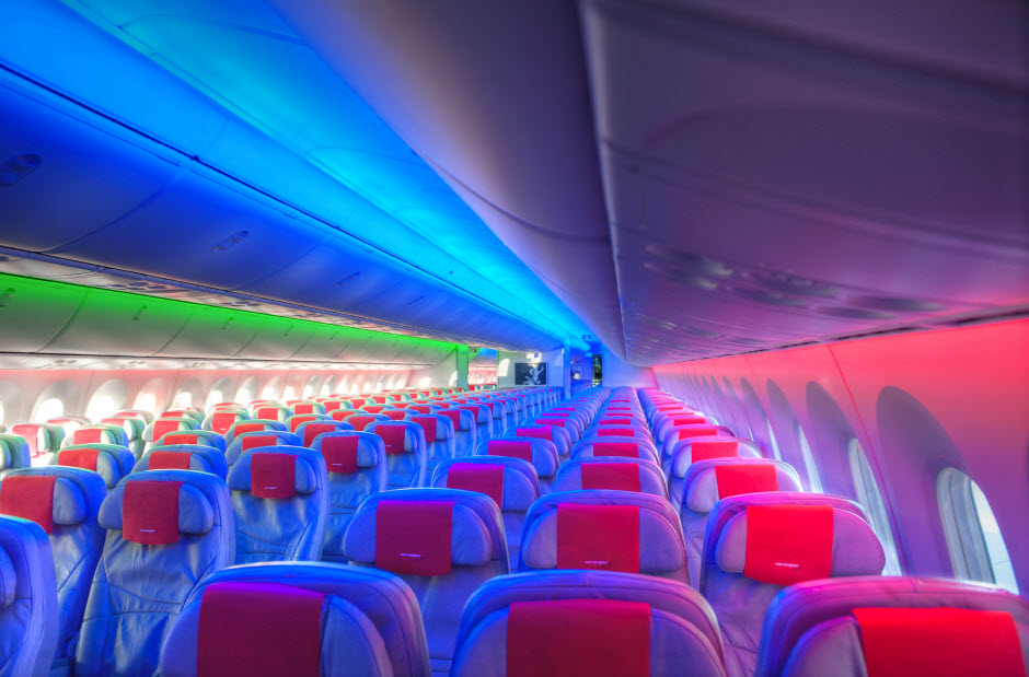 L’aménagement intérieur d’un avion Dreamliner de Norwegian